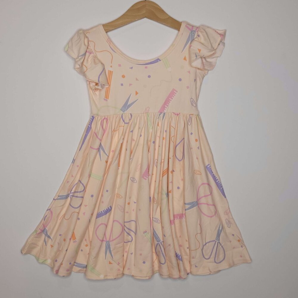 DotDotSmile Size 3/4 Empire Dress - NWT  Peach Art Supplies Print